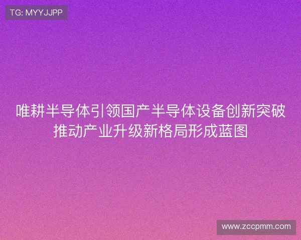 唯耕半导体引领国产半导体设备创新突破推动产业升级新格局形成蓝图
